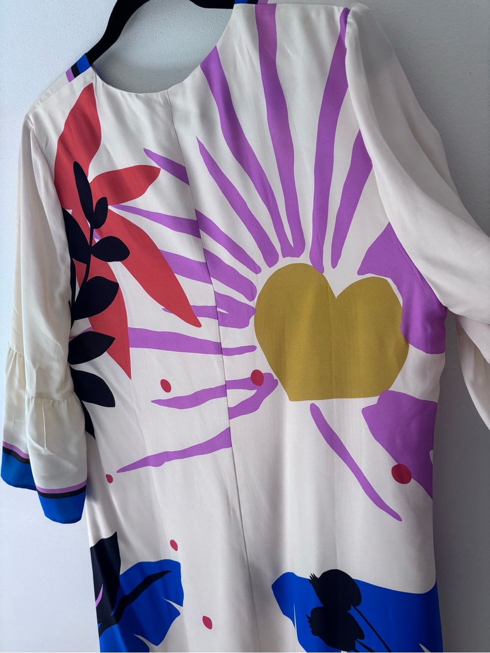 NWT Jade by Johnny Was Lorianne cream white blue silk graphic mini dress large - Picture 13 of 15